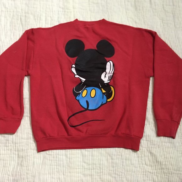 Vintage Double sided Mickey Mouse Red Sweatshirt Disney Size Large? - Picture 2 of 16